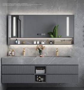Quality Modern Bathroom Vanity Sink Cabinet Solid Wood Furniture Double Cabinet for sale