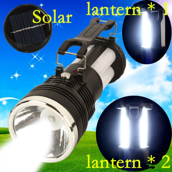 Handheld Solar Camping Lights Cable US Plug Rechargeable 100-200 M Lighting