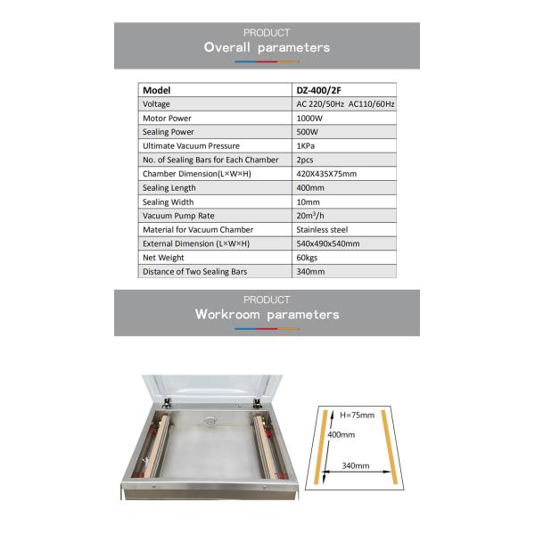 Automatic Grade Automatic DZ-400/2F Table-Top Chamber Vacuum Sealer Commercial