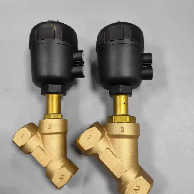 High Temperature Brass Pneumatic Angle Seat Valve Y Type Pneumatic Angle Valve for Textile Food Sterilization Equipment