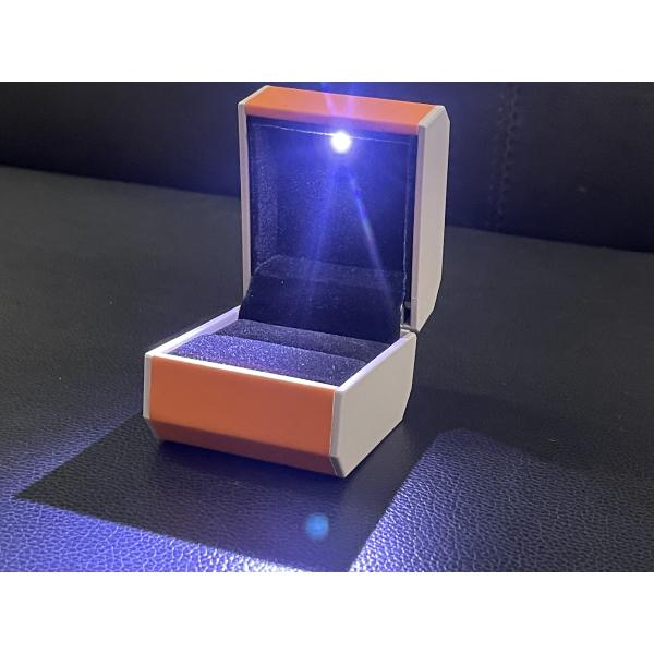 Customized Your Logo-Orange Pu Leather LED Ring Box