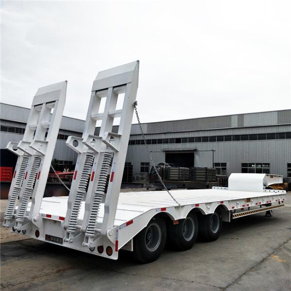 Mechanical Tri - Axle Low Bed Semi Trailer / Flat Bed Semi Trailer