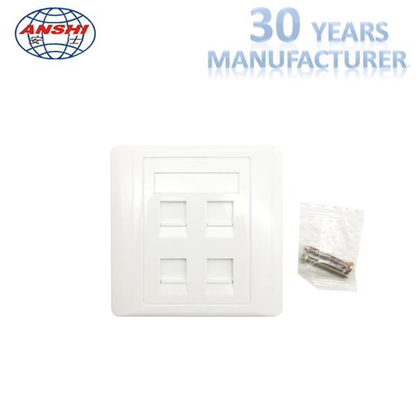 4 Port RJ45 Network Cable Faceplate Wall Mount Socket 86 Type In White Color