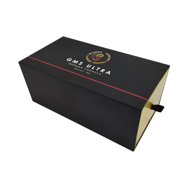 Recyclable Black Drawer Packaging Box Black Kraft Paper Gift Boxes Customized