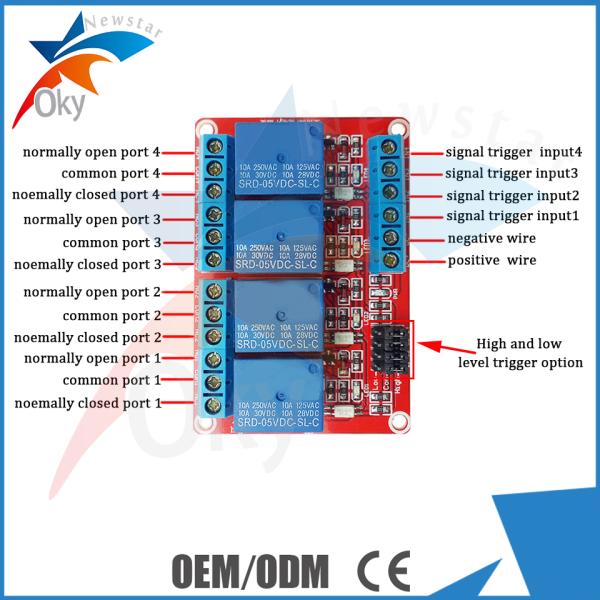 Lightweight Four Channel Relay Module For Arduino , Red Board