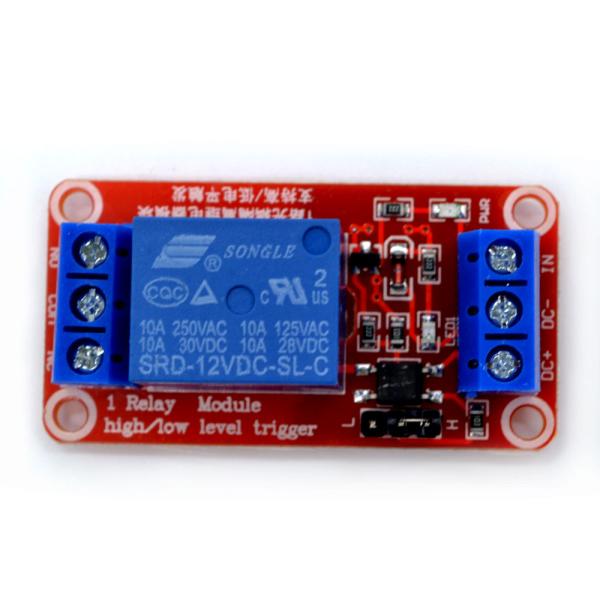 Contact Load 12V 1 Channel Relay Module with Optocoupler Isolation on Red PCB Board