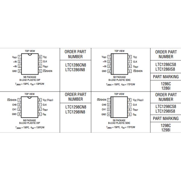 12-Bit LTC1286CS8 Integrated Circuit Chip Micropower Sampling 12-Bit A/D Converters In S0-8 Packages