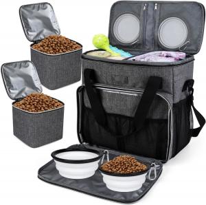 China Dog Cat All Pet Travel Bag with 2 Pet Food Containers and 2 Collapsible Silicone Bowls on sale