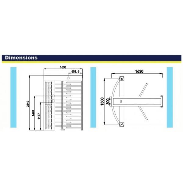 Stainless Steel Full Height Gate 24V Security Full Height Turnstile Gate Pedestrian Turnstile 3