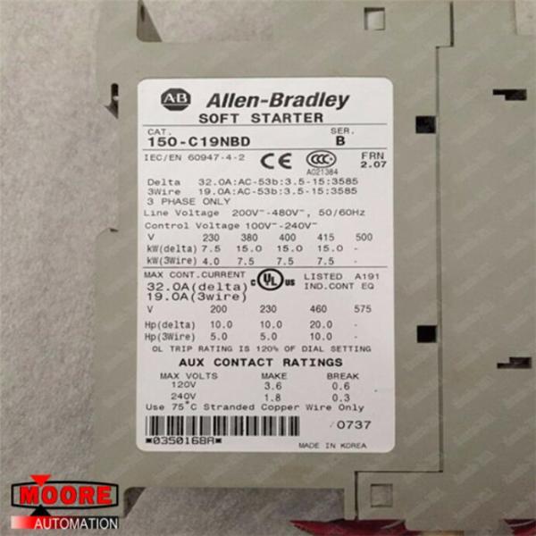 150-C19NBD 150C19NBD Allen Bradley AB SMC-3 Smart Motor Controller with Open Enclosure