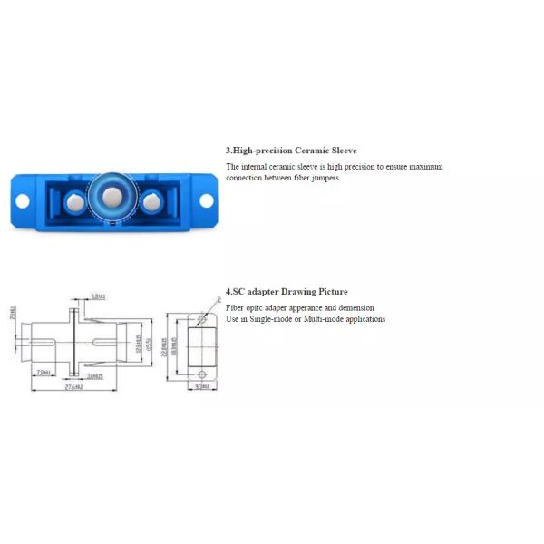 Blue Color Fiber Optic Cable Adapter Single Mode Duplex For FTTX Network