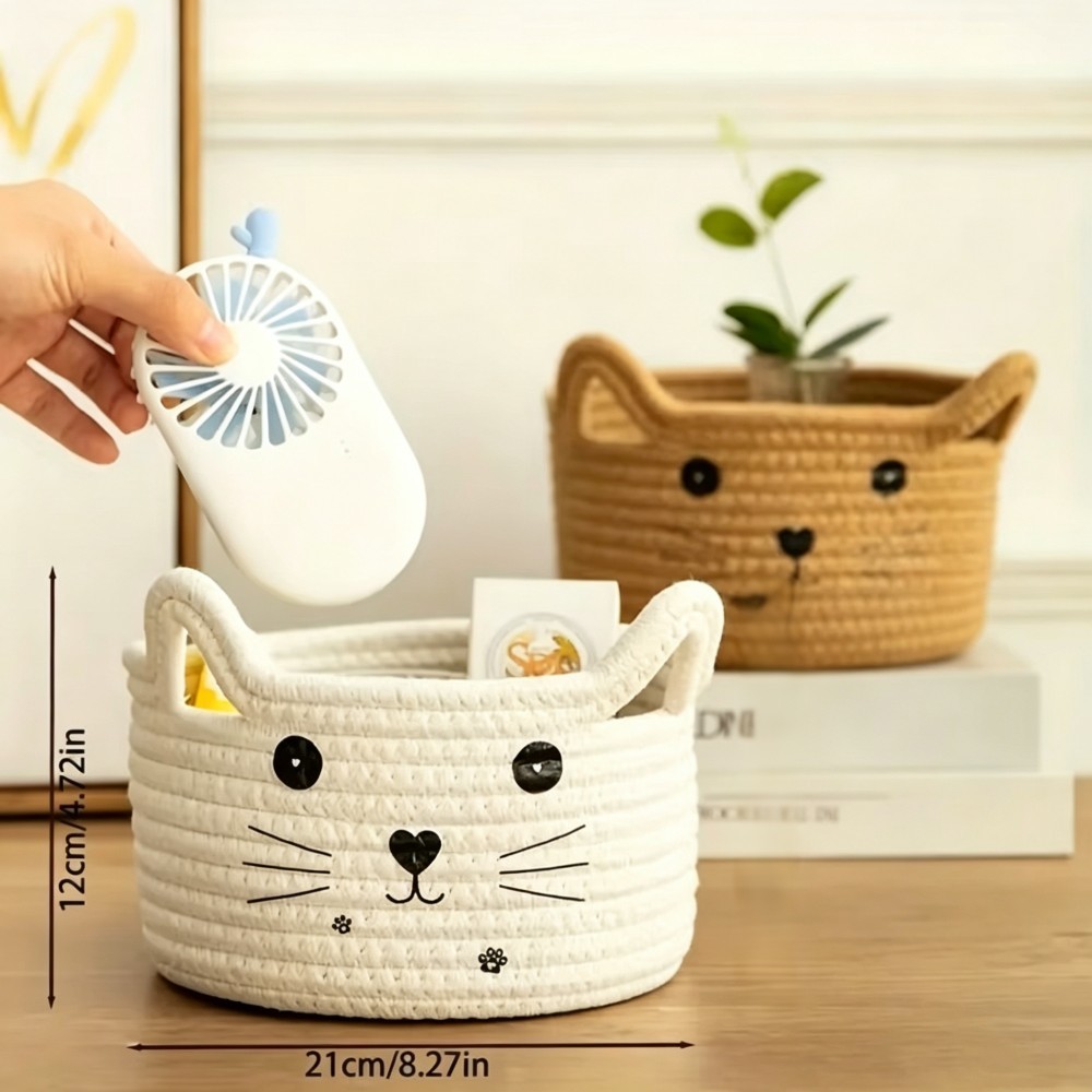 Cotton Rope Woven Storage Basket - Side view displaying storage capacity