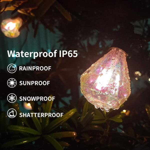 Waterproof IP65 50Ft Outdoor Bulb String Lights With 25Pcs E12 Sockets