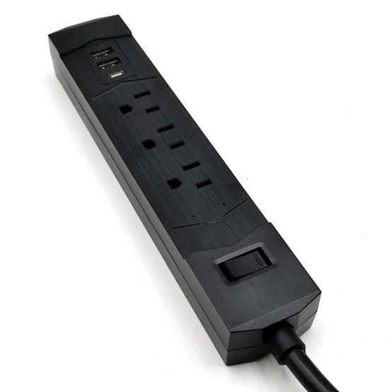 3 outlet Power Socket 1.5FT Cord, 2 USB 1 Type C 2700 Joules Surge Protector