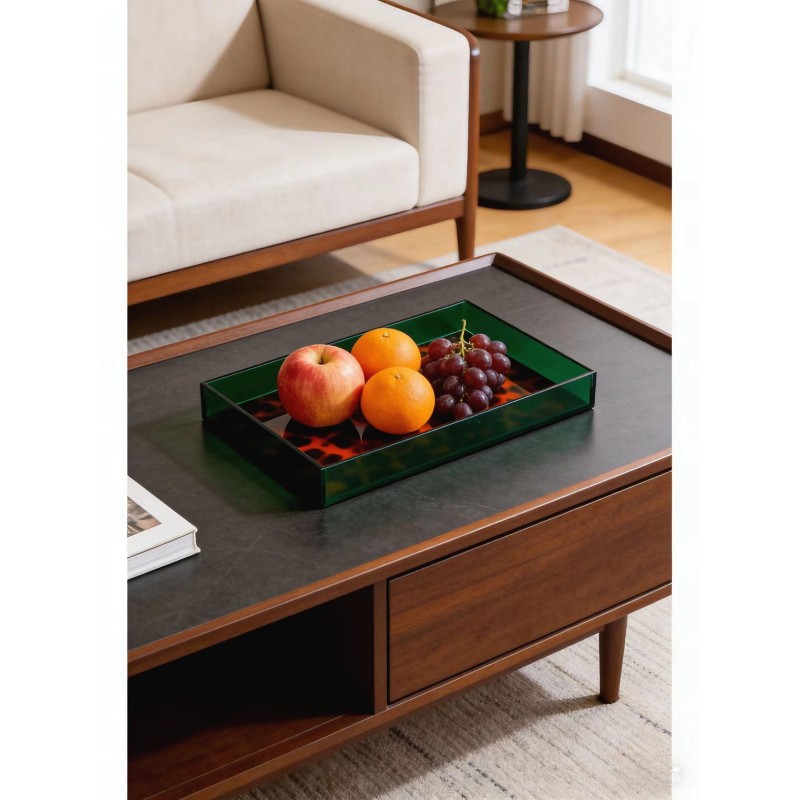 Customized Multi-function Acrylic Rectangular Tray for Hotel Restaurant Bathroom Use Jewelry Aromatherapy Fruit Storage