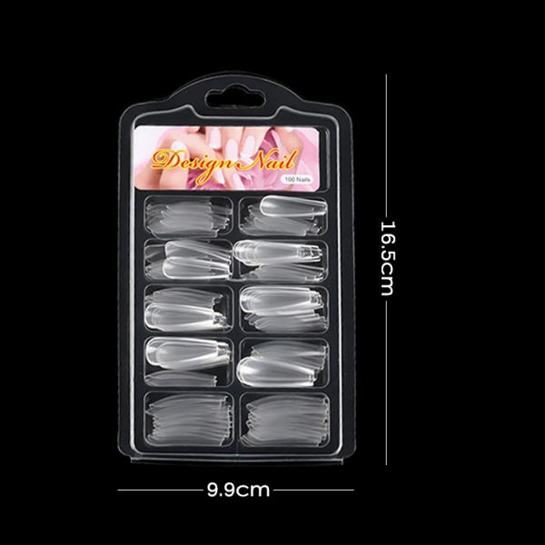 MSDS Certification Included Plastic Artificial Nails Customized Full Cover Nail Tips 100 Pcs French Short C Curve Xl