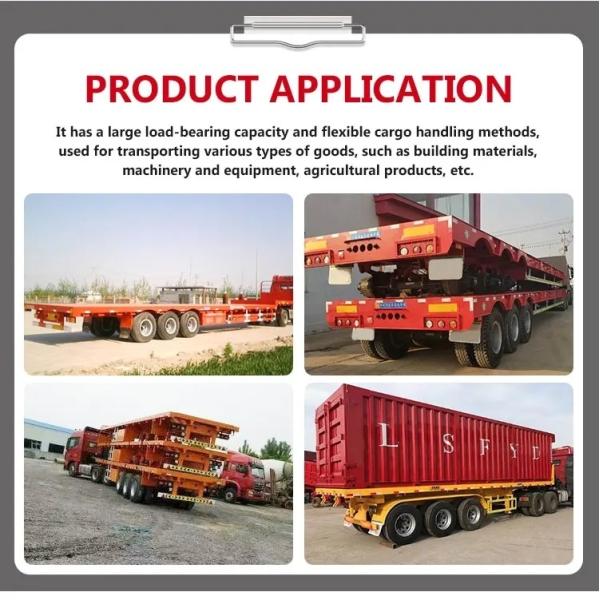 20FT 40FT Double Flatbed Container Trailer Flat Bed Trailer for Loading Capacity