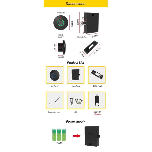 Family Security Management Function Automatic Locking Smart Fingerprint Cabinet Lock