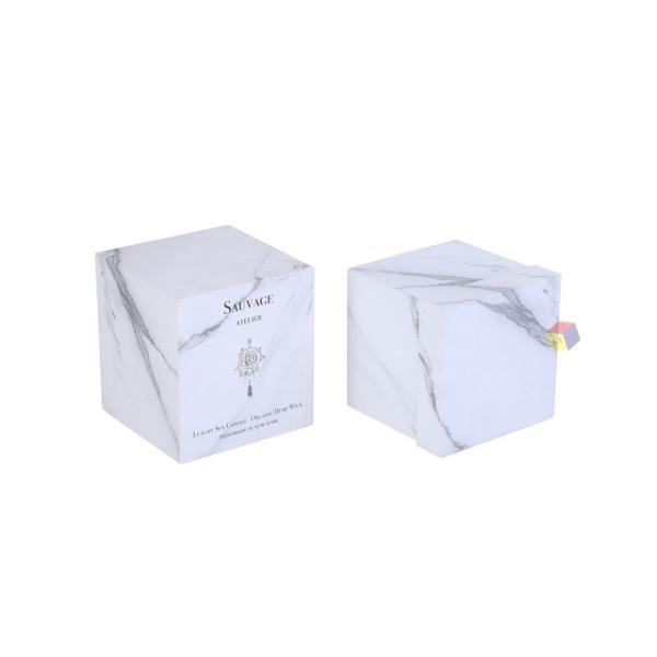 Luxury Custom Logo Marble Printed Lid and Base Rigid Boxes for Candle Gift Packaging