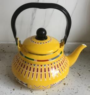 Classic Saudi Type Colorful Enamel Tableware Teapot Sets with Traditional Patterns