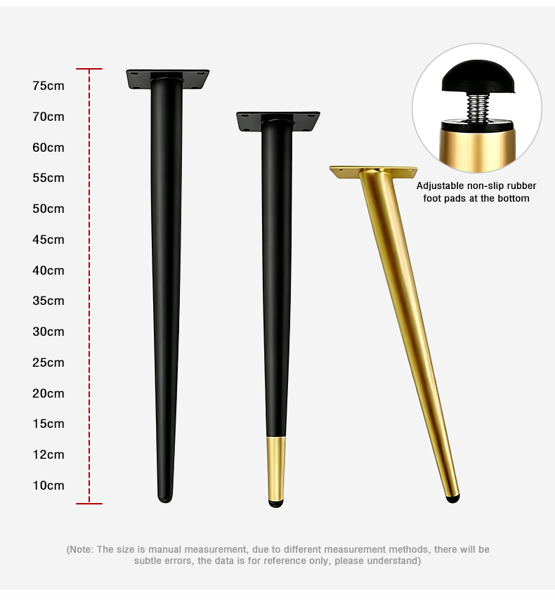 Light Luxury Extended Metal Table Leg Brackets Adjustable Support Legs for Dressing Tables Stools and Bathroom Cabinets