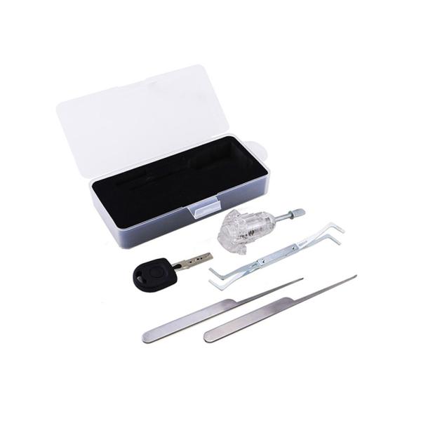 VW HU66 Car Transparent Practice Lock Core + 3 Lock Picking Tools