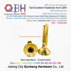 Quality QBH Yellow Zinc Plated YZP Socket Notch CKS Countersunk Head Self Drilling Screws for sale