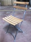 Outdoor garden restaurant furniture steel folding chair X shape wood slat chair