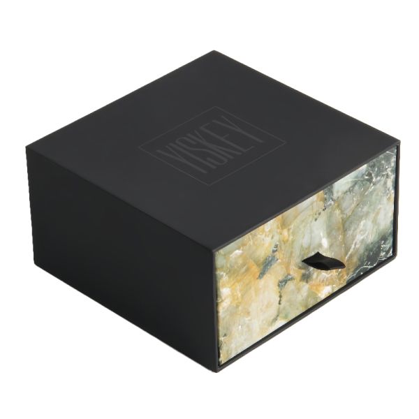 Luxurious Cosmetic Packaging Box Black Cologne Bottle Pull Out Gift Box With Lining