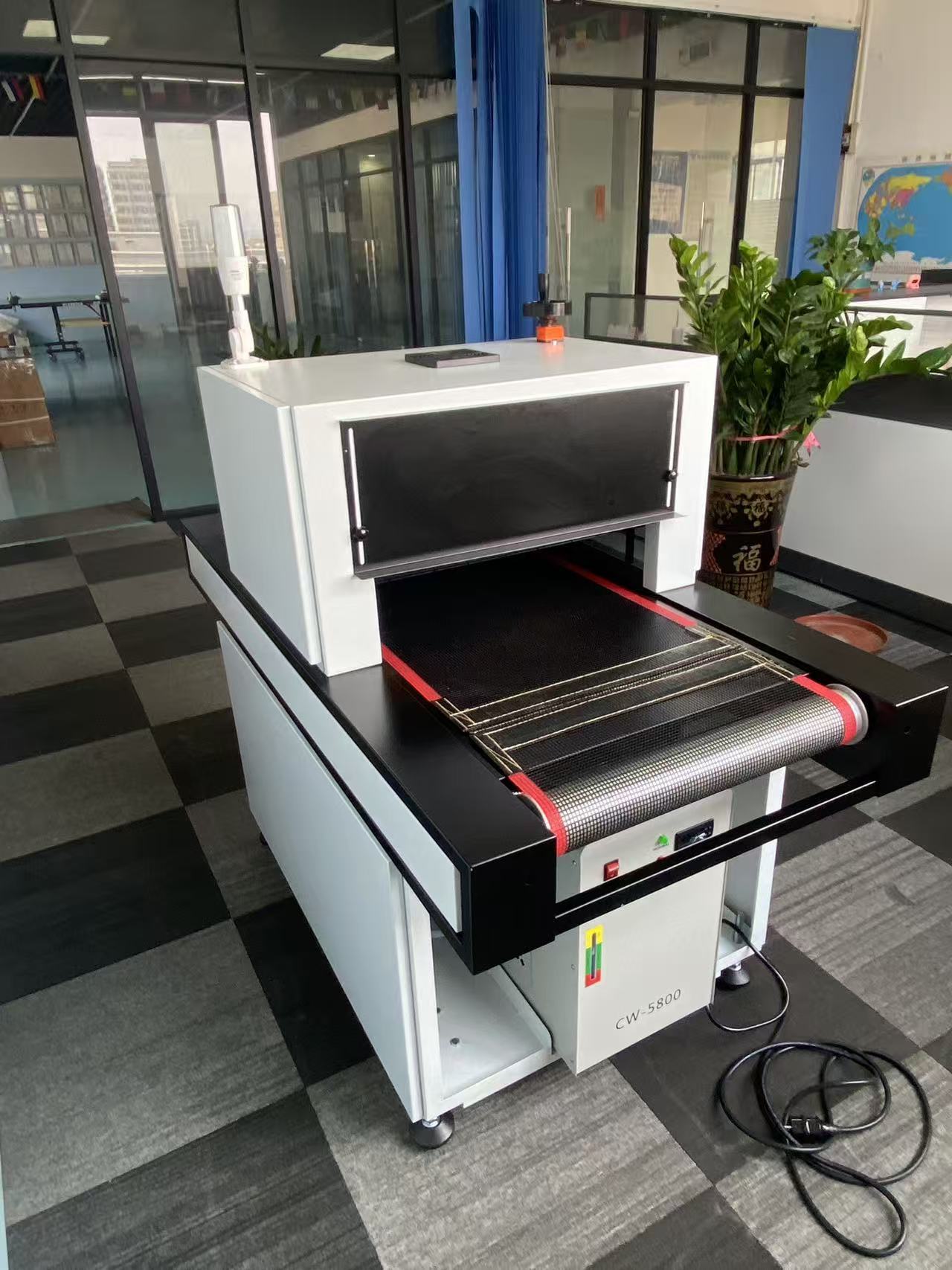 LED UV Curing System in operational environment with water cooling connections