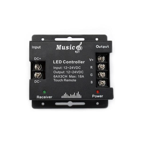 Wireless RF Remote LED Controller , RGB LED Music Controller 18A For 5050 Light Strip