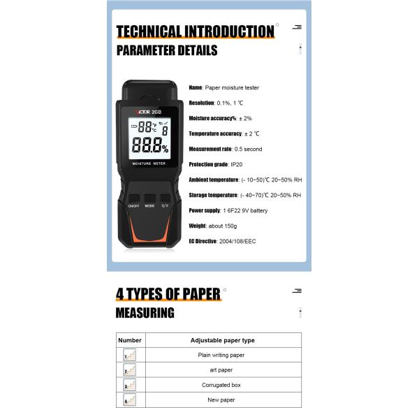 PAPER MOISTURE TESTER VICTOR2GB Portable Tester Meter wood grain Moisture moisture meter environment meters