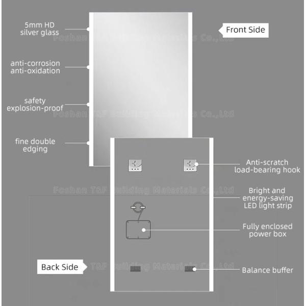 Smart LED Hotel Bathroom Vanity Mirrors Wall Mounted Frameless Defogger Dimmer