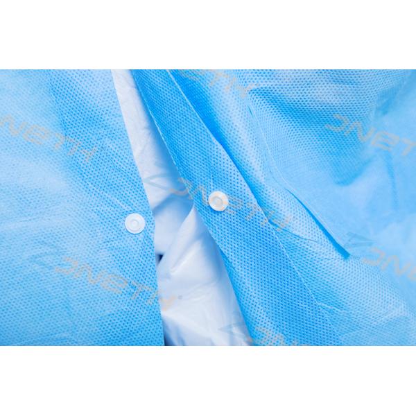 SMS Blue Disposable 35GSM Polypropylene Lab Coat