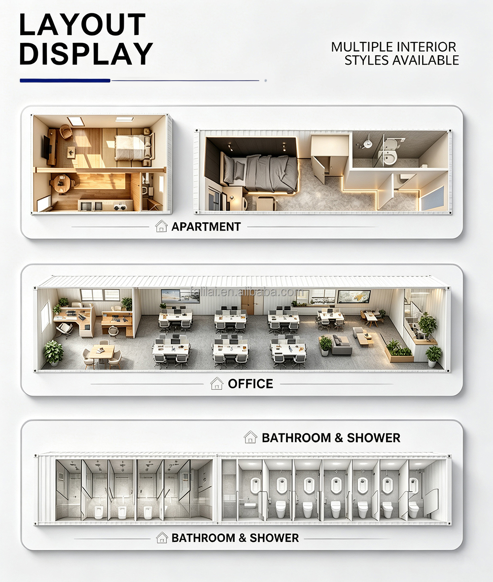 High-end Custom Folding Container Office Fast Setup Modular Cabin 20ft 30ft Ready Use Modern Prefab House Bedroom Kitchen