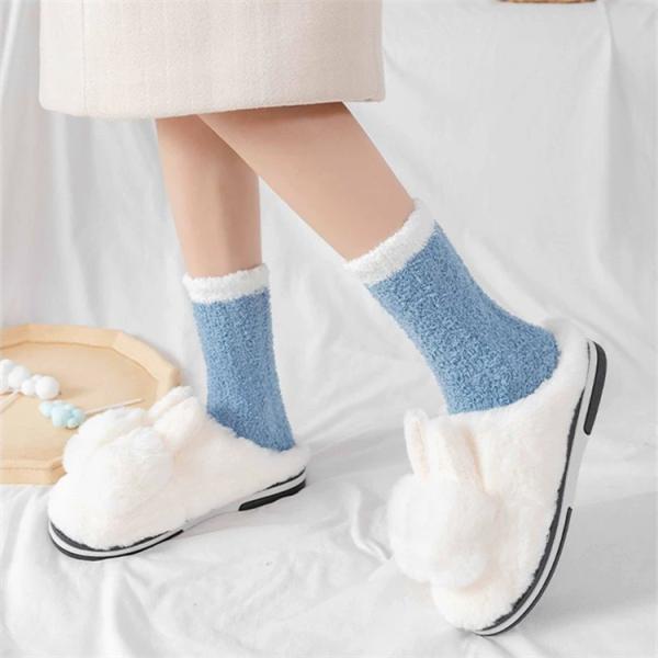 Soft Warm Winter Socks with Print Pattern Fuzzy Thick Cozy Polyester Socks