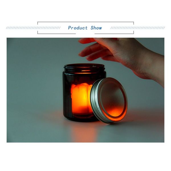 Hot Sell Cylinder Amber Glass Candle Jar with Metal Lid