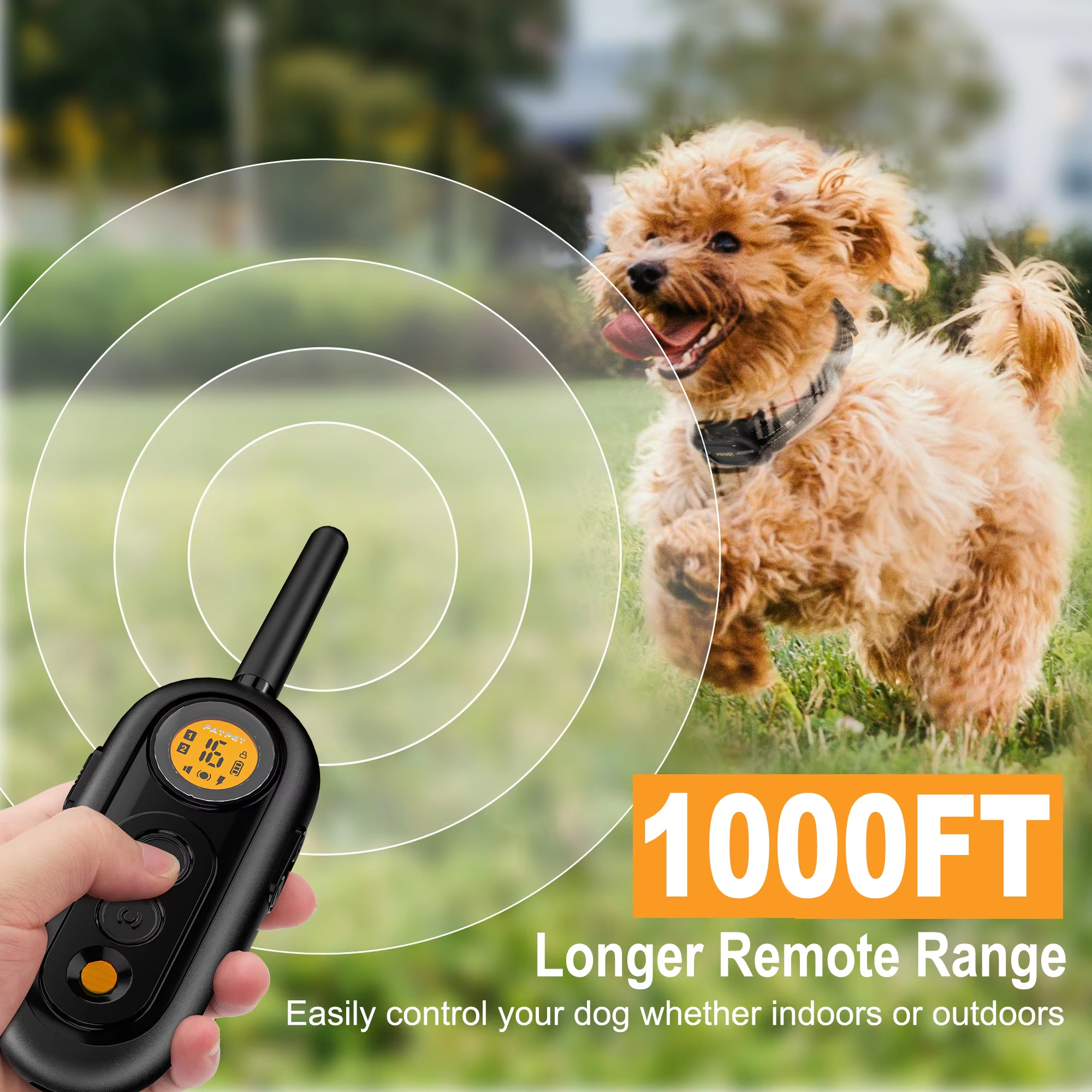 Waterproof Rechargeable Remote Control Training Collar C-Neck Eco-Friendly Nylon PC Beep Vibration Shock Fashion Style Dogs