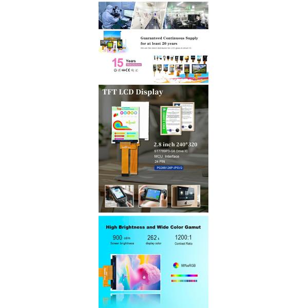 Polcd 2.8 Inch 240*320 Resolution TFT LCD with ST7789P IC 24-Pin Interface 2.8" Display