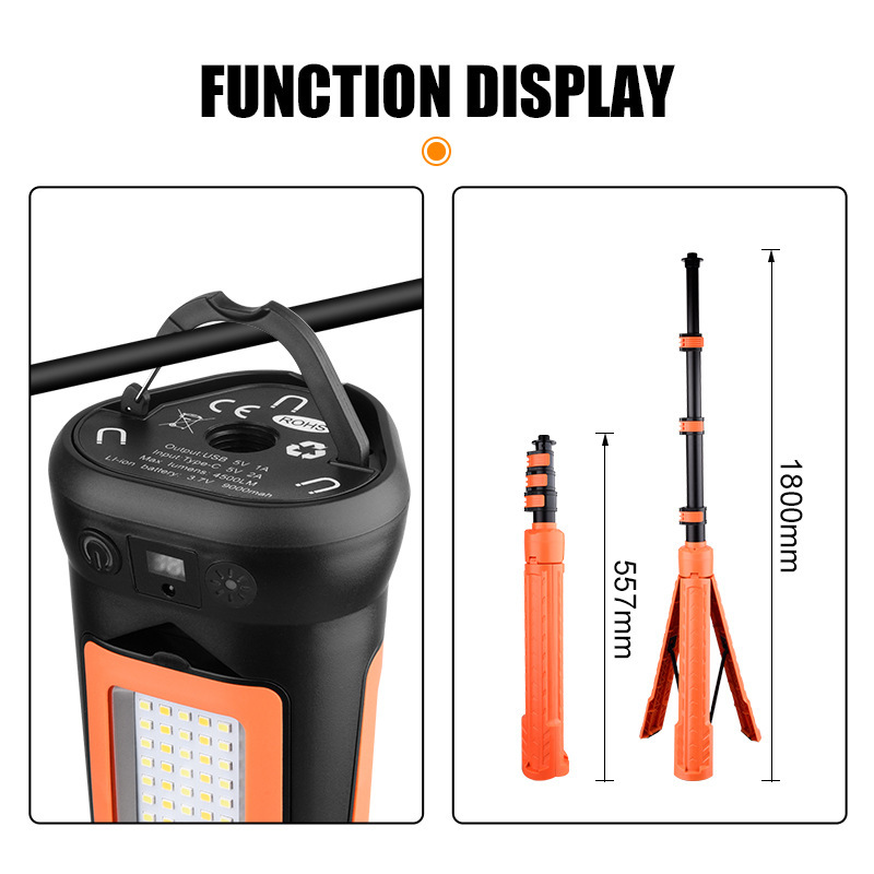 Cross-border New Outdoor Multi-function Light Lamp Adjustable Strong Light Camping Lamp Long-lasting Ground Work Lamp