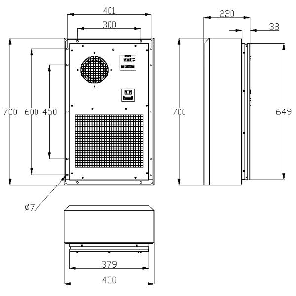 DC48V IP55 Enclosure Heat Exchanger Modbus Intelligent Temperature Control