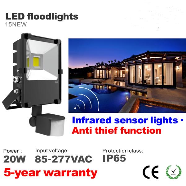 20W PIR Infrared Motion sensor Waterproof IP65 LED Floodlight Parking lighting