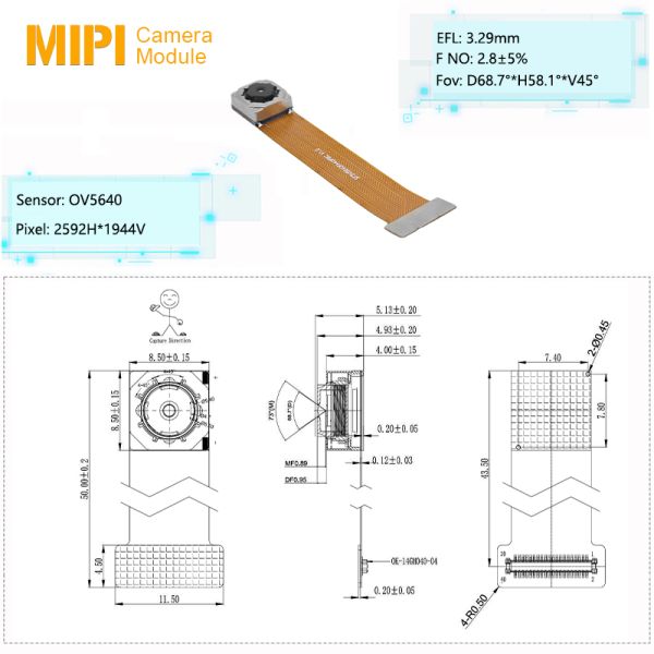 5MP Auto Focus OV5640 1/4 Inch MIPI Camera Module