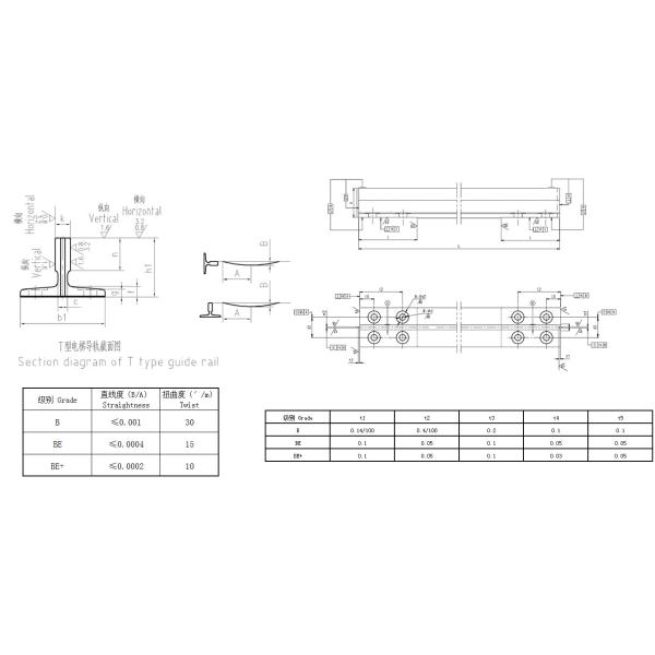 T Type Elvator Solid Lift Guide Rails 9mm For Passenger Elevator