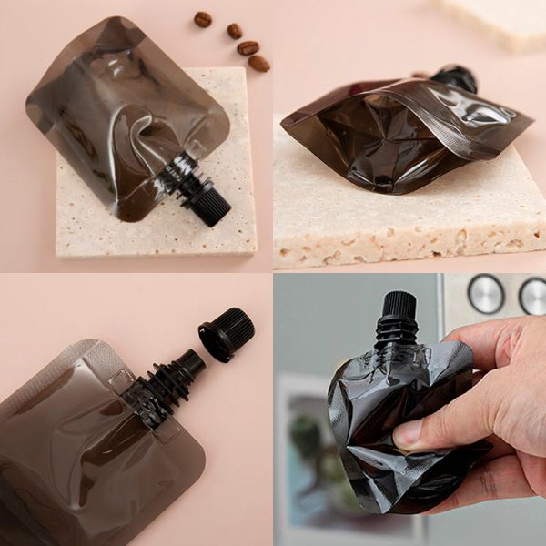 Black Spout Pouch Clear Small Plastic Bag Bolsas Para Jugos Liquidos Detergent Spout Pouch for Cosmetic