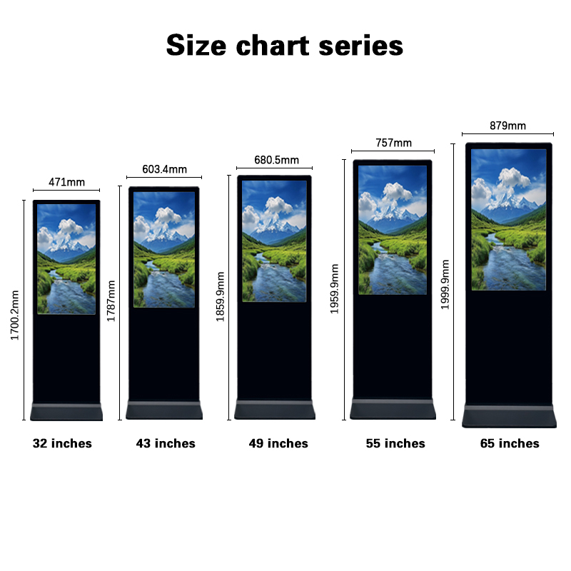32 inch 65 inch Full Black 2K 4K Resolution Android PCAP Touch Screen Kiosk