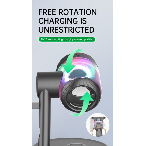 Qi2.2 Certified All In One Wireless Charger with High Performance Bluetooth 5.2 Speaker