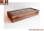 Wooden tea display box with glass lid- jewelry box- for small tea bags- Mahagony