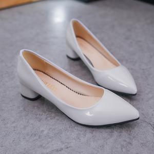 Quality Spring Single Shoe Pointy Ladies High Heels 4cm Leather Upper Pumps Business Office for sale