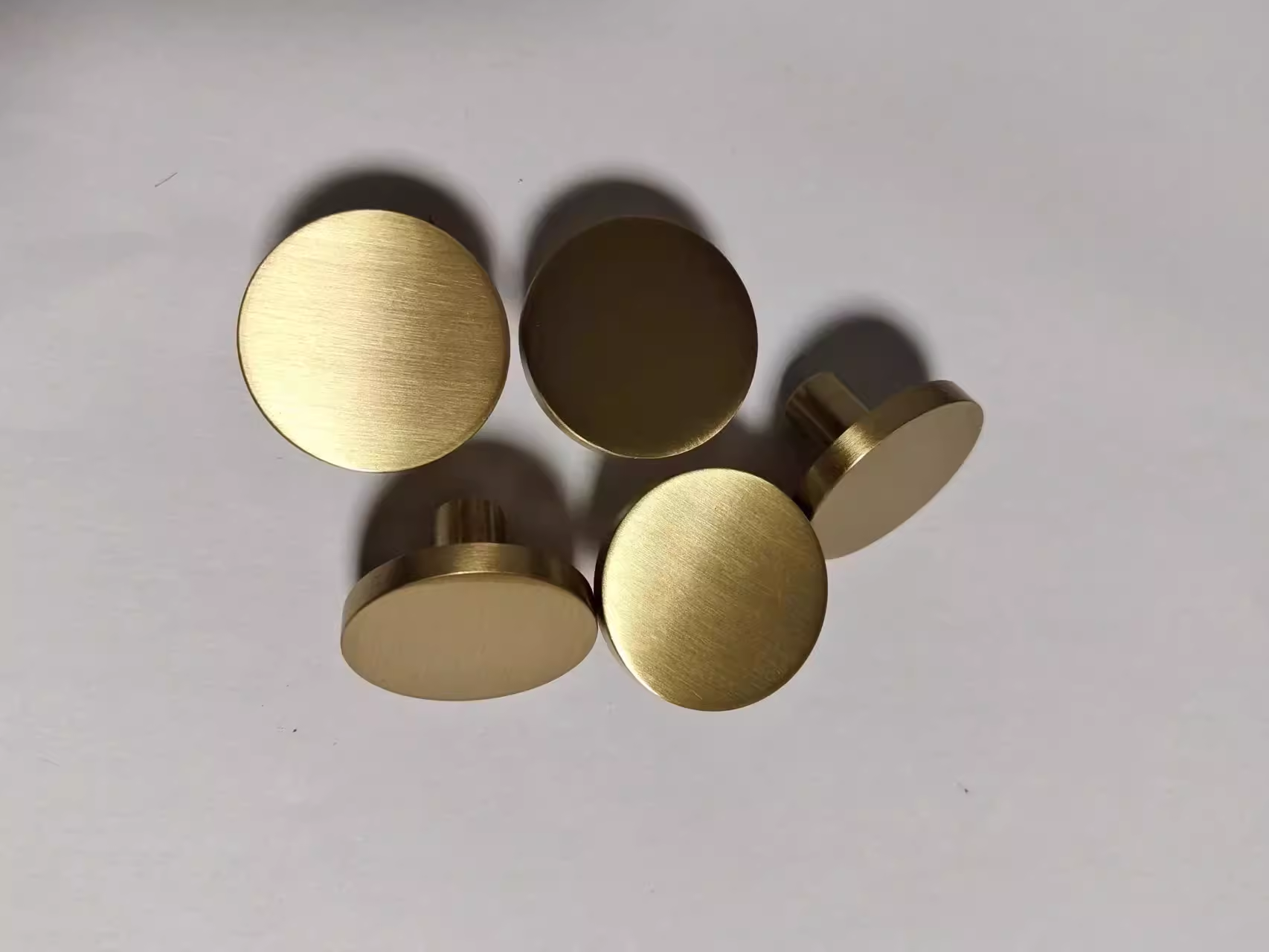 Modern Classic Round Solid Brass Knobs with Brushed Gold Finish for Dresser Drawer Bedroom & Bathroom Cabinets & Kitchen Use